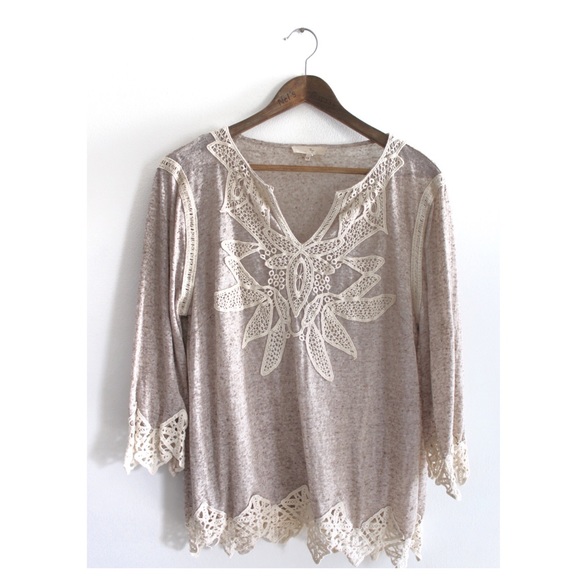 Ryu Crochet Embellished Hems 3/4 Sleeves Preowned 1X - Picture 1 of 7